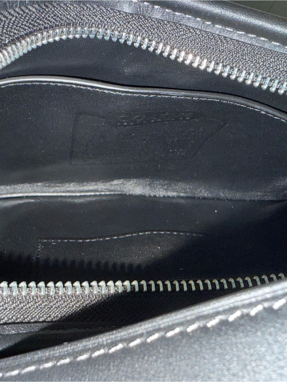 Black Leather Shoulder Bag with Silver Hardware - Picture 3 of 6